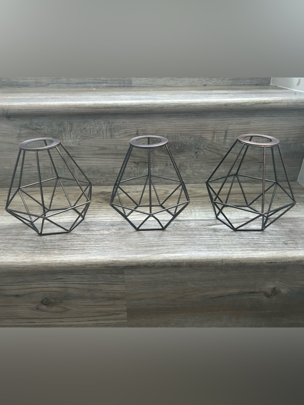 Metal Geometric Candle Holder - Black -